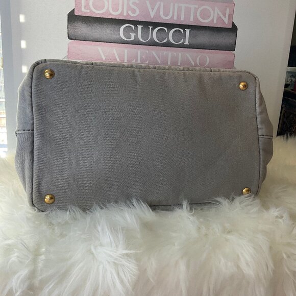 Authentic Prada Medium Canapa Logo Denim Tote bag - Picture 8 of 15